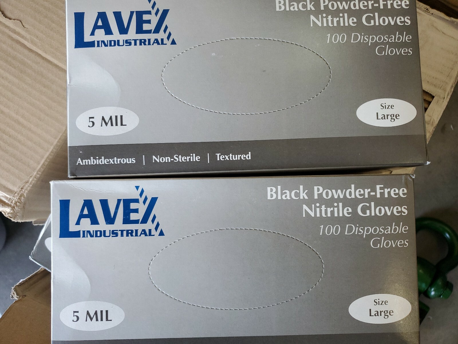 Large Black Nitrile 5 mil Gloves Powder Free (Latex Free) Large -2 Boxes of 100