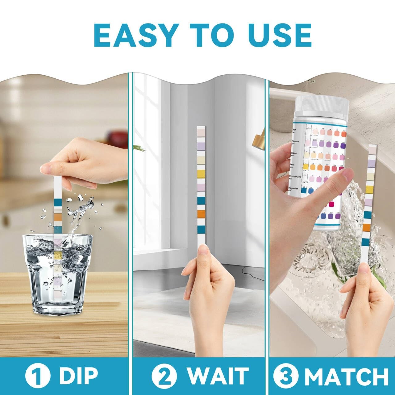 Heavy Metals Water Test Strips (8 Tests) – 100ct Home Testing Kit for…