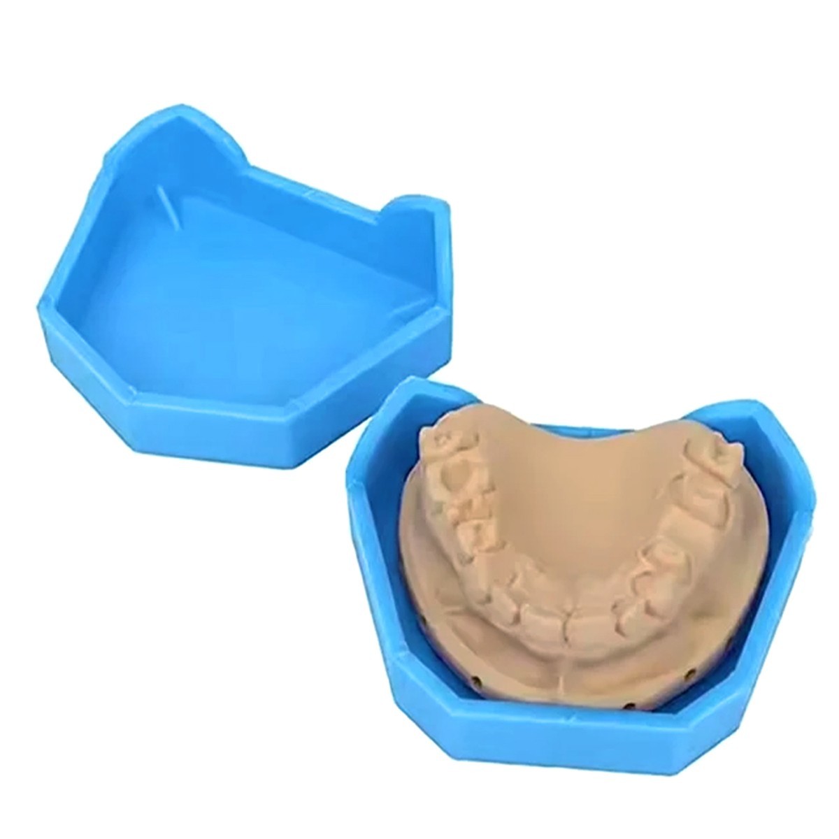 6Pcs Dental Model Former Base Molds Blue Silicone Rubber Notches Plaster Types