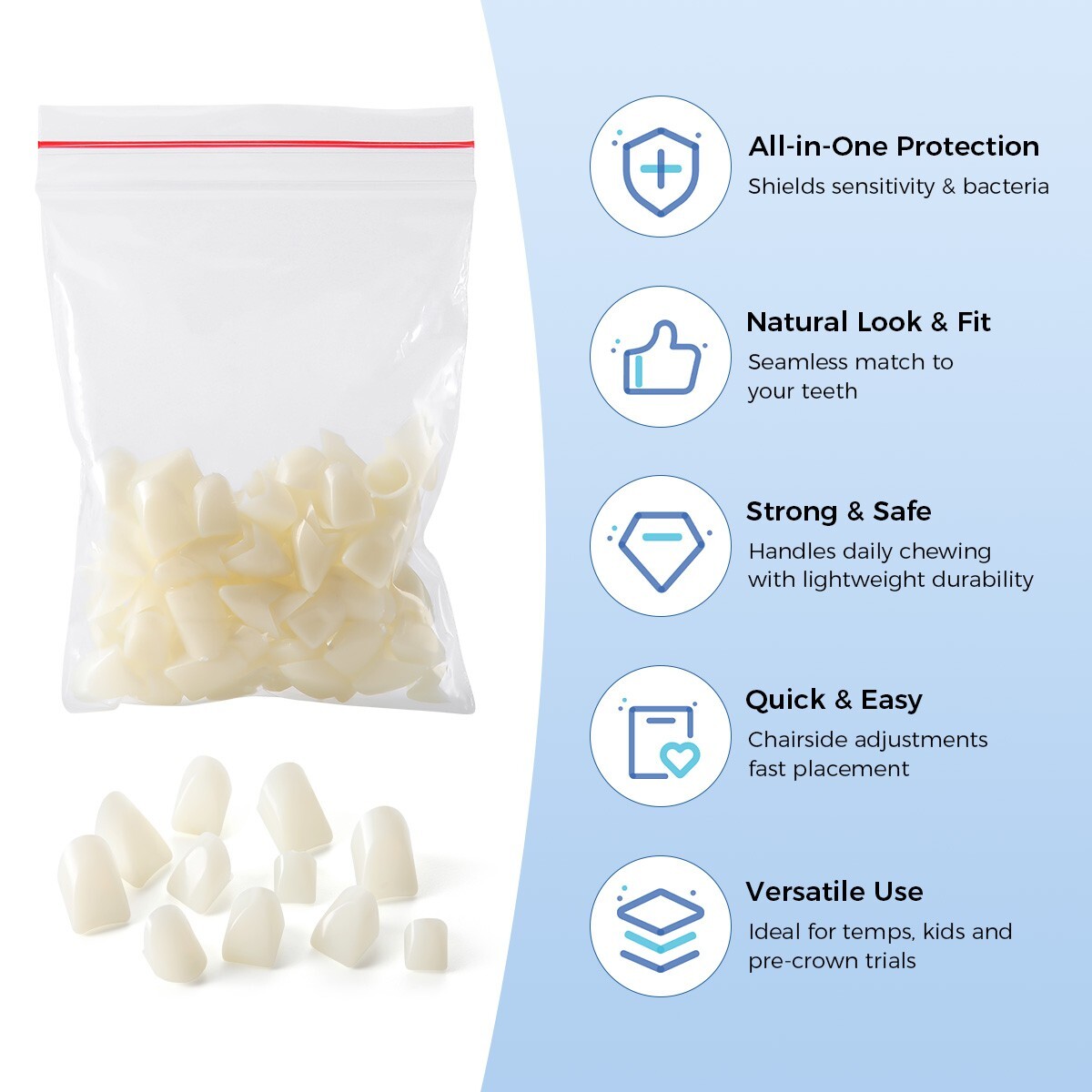 Temporary Resin Crowns Temporarily Repair Missing/Damaged Teeth Restoration