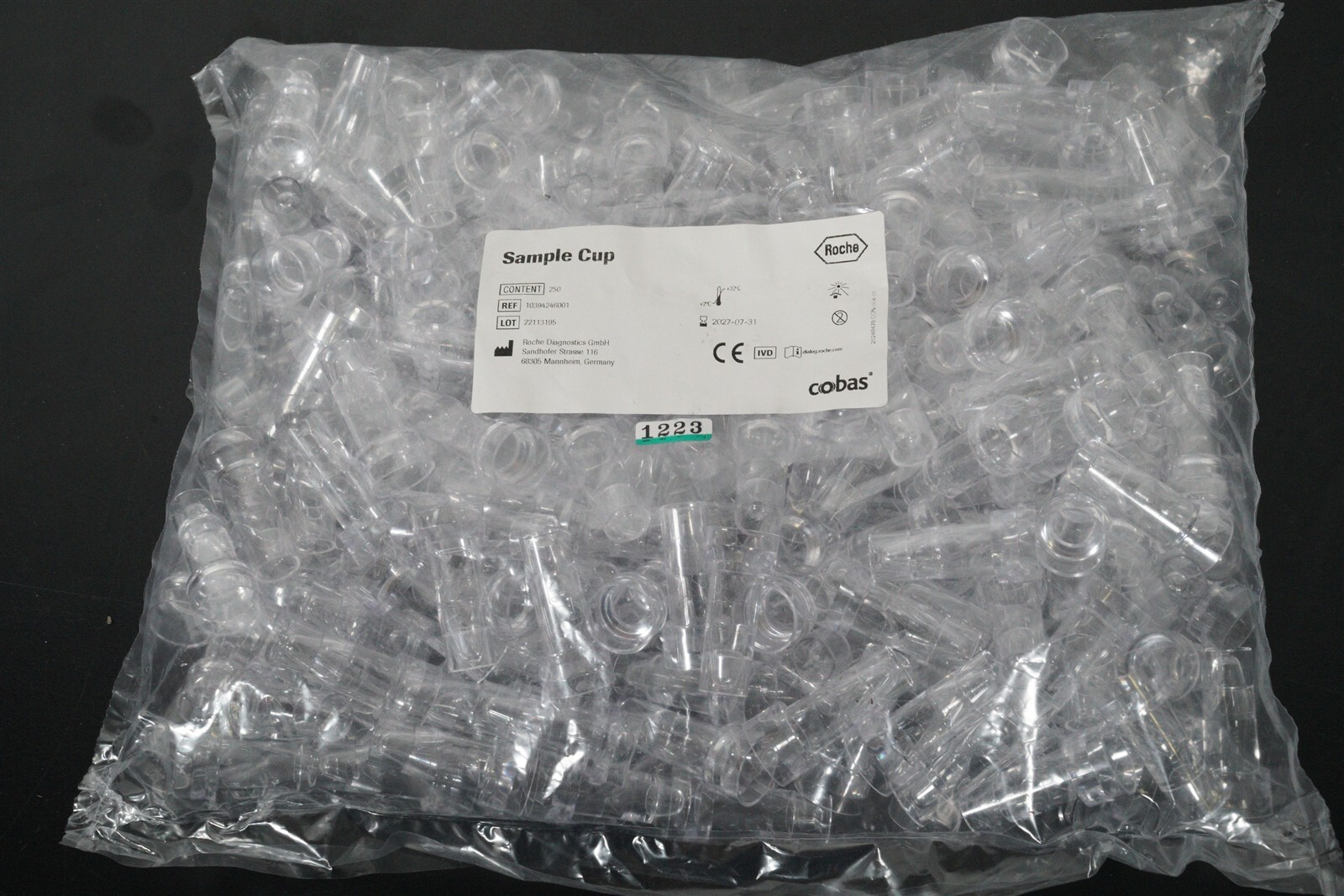 Roche Cobas Sample Cup, 3mL, Polystyrene , 250/bag, 10394246001, 7/31/2027 Exp.