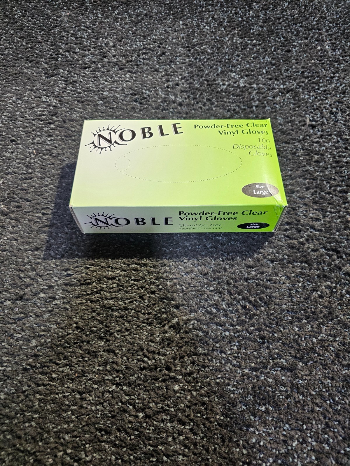 (QTY 1000) Noble 394365L Powder-Free Clear Vinyl Disposable Gloves, Large