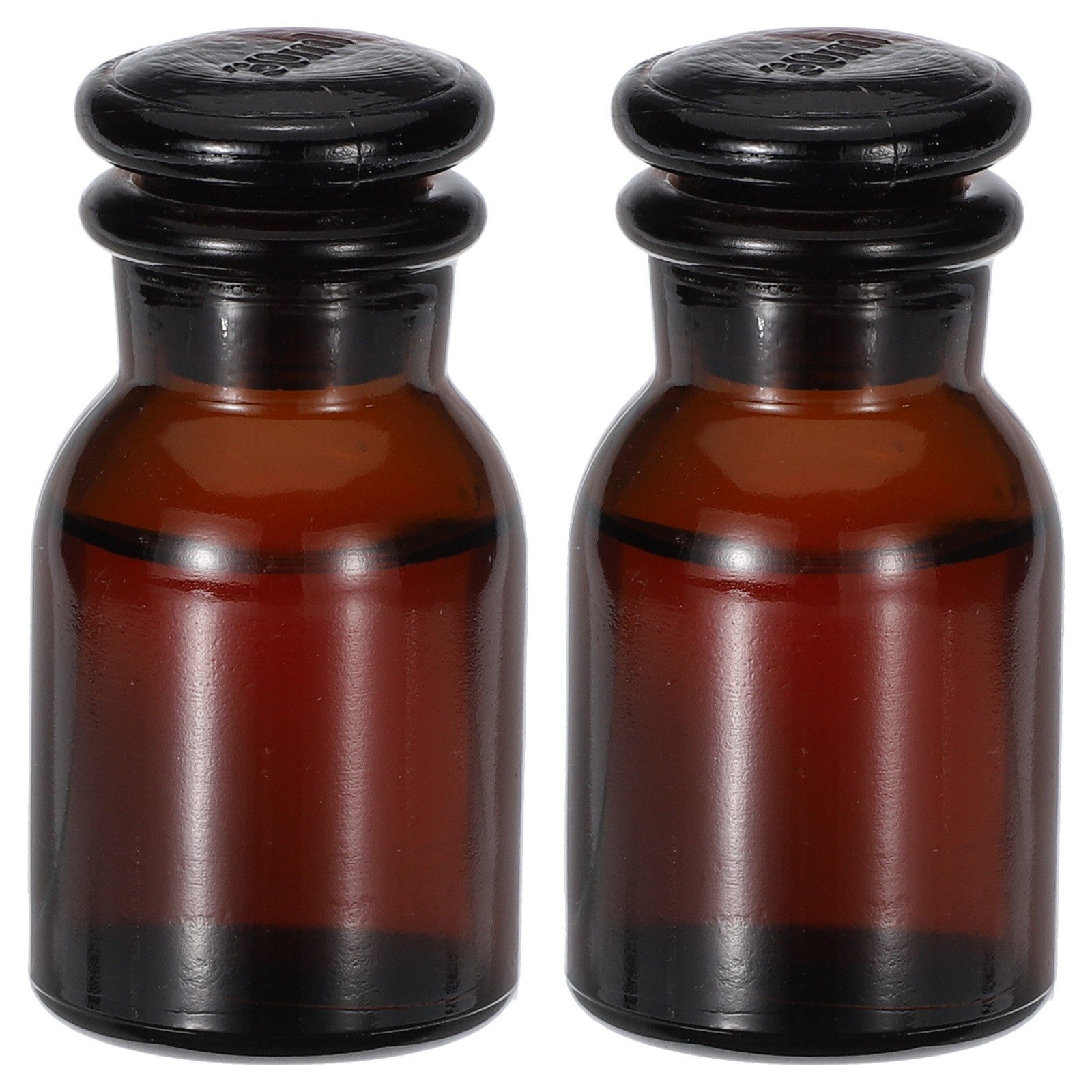 2 Pcs 30ml Glass Wide Mouth Reagent Media Bottle with Ground Stopper, Amber