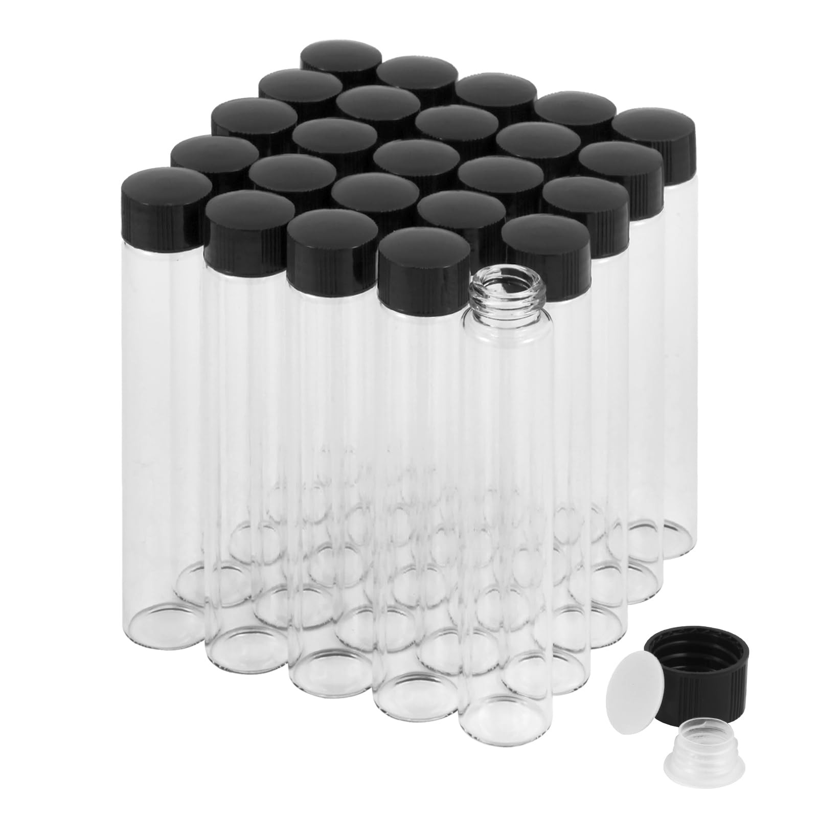 30ml Clear Glass Vials with Screw Caps and Plastic Stoppers, Small Liquid Sam…