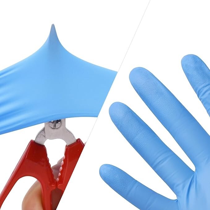 100 Disposable Nitrile Gloves 6 mil Heavy Duty Gloves Blue Latex Powder Free