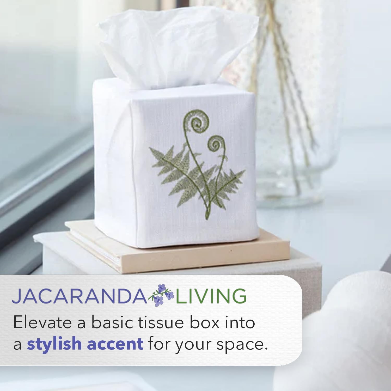Jacaranda Living Square Tissue Cover Linen/Cotton Fabric Tissue Holder