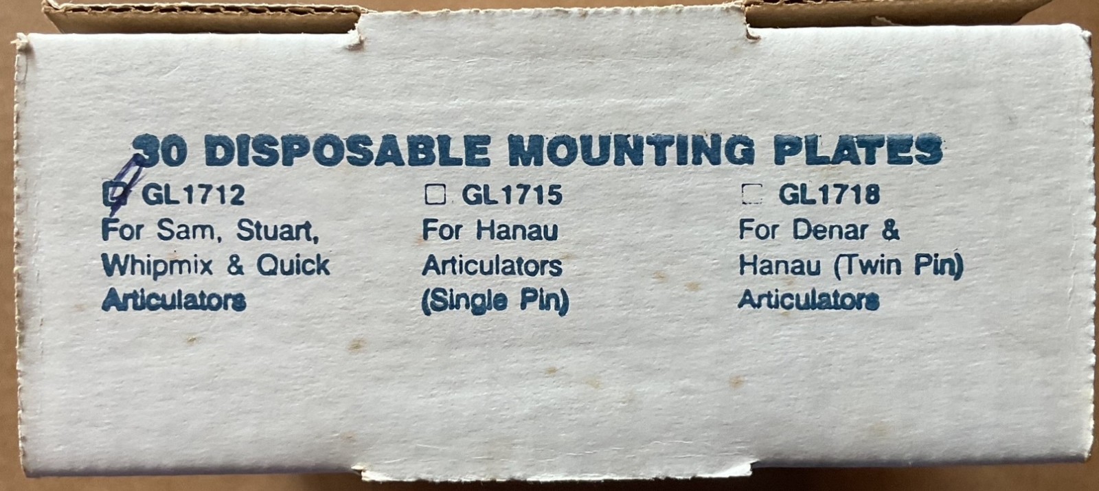 dental lab supplies, disposable mounting plates for articulator 22 boxes availab