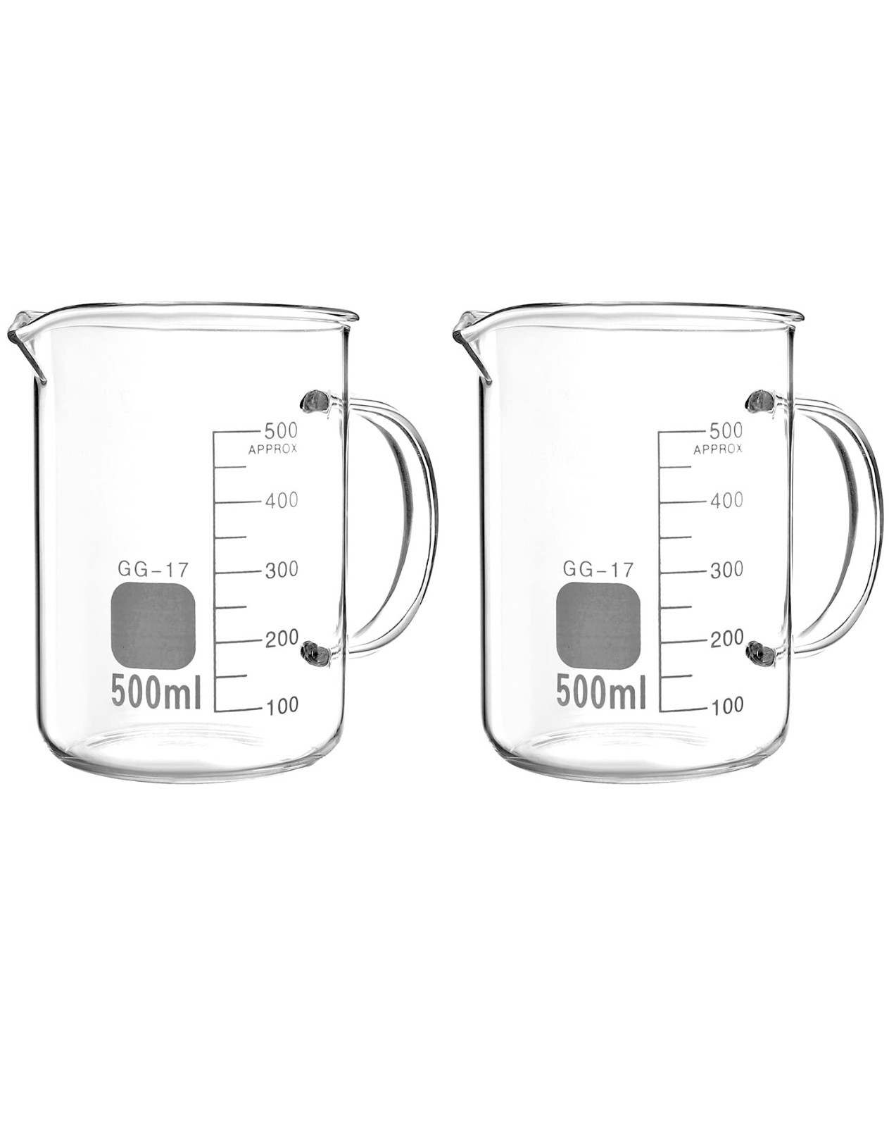 500ml Borosilicate Glass Beaker Set with Handle & Pouring Spout – 2 Pack