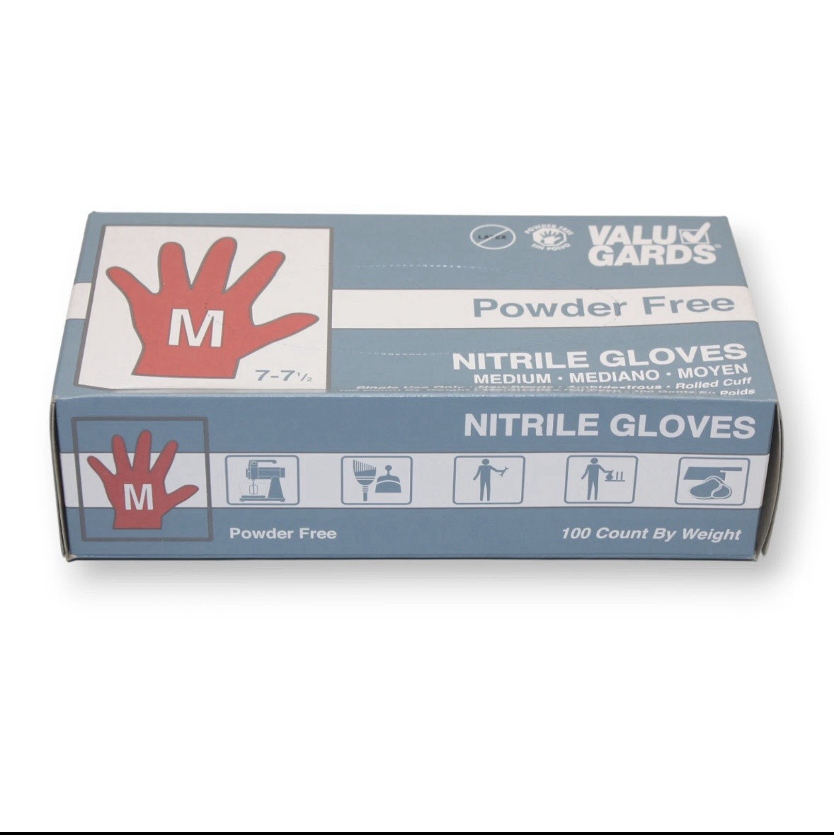 1 CASE VALU GARDS NITRILE MEDIUM DISPOSABLE GLOVES 10 boxes of 100 Gloves each