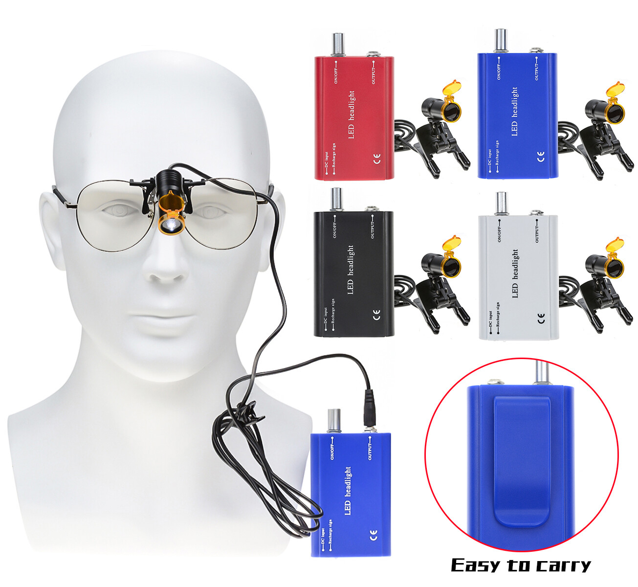 Dental 5W High Power PlasticClip Waist-Hang LED Headlight+Light Shield Shade 008