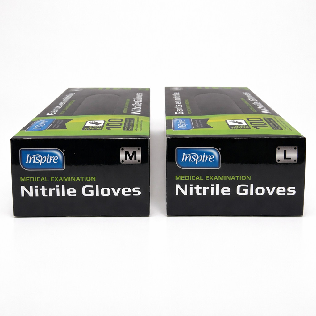Lot of 8 Black Nitrile Gloves 800 Total MEDIUM 6 Mil Tattoo Mechanic Food Safe