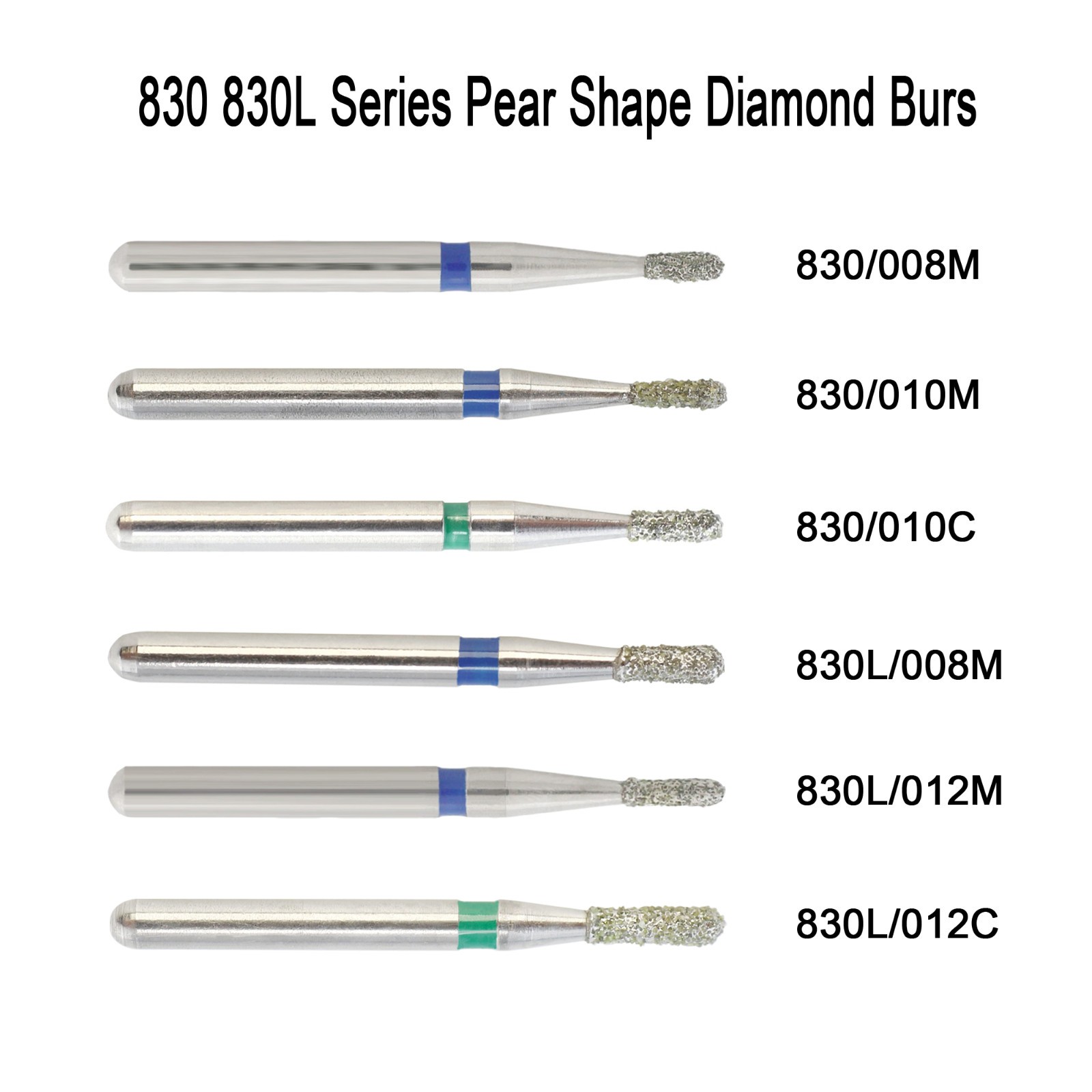 Dental Diamond Burs Football Egg Round Ball Taper Flame Burr FG High Speed Bur