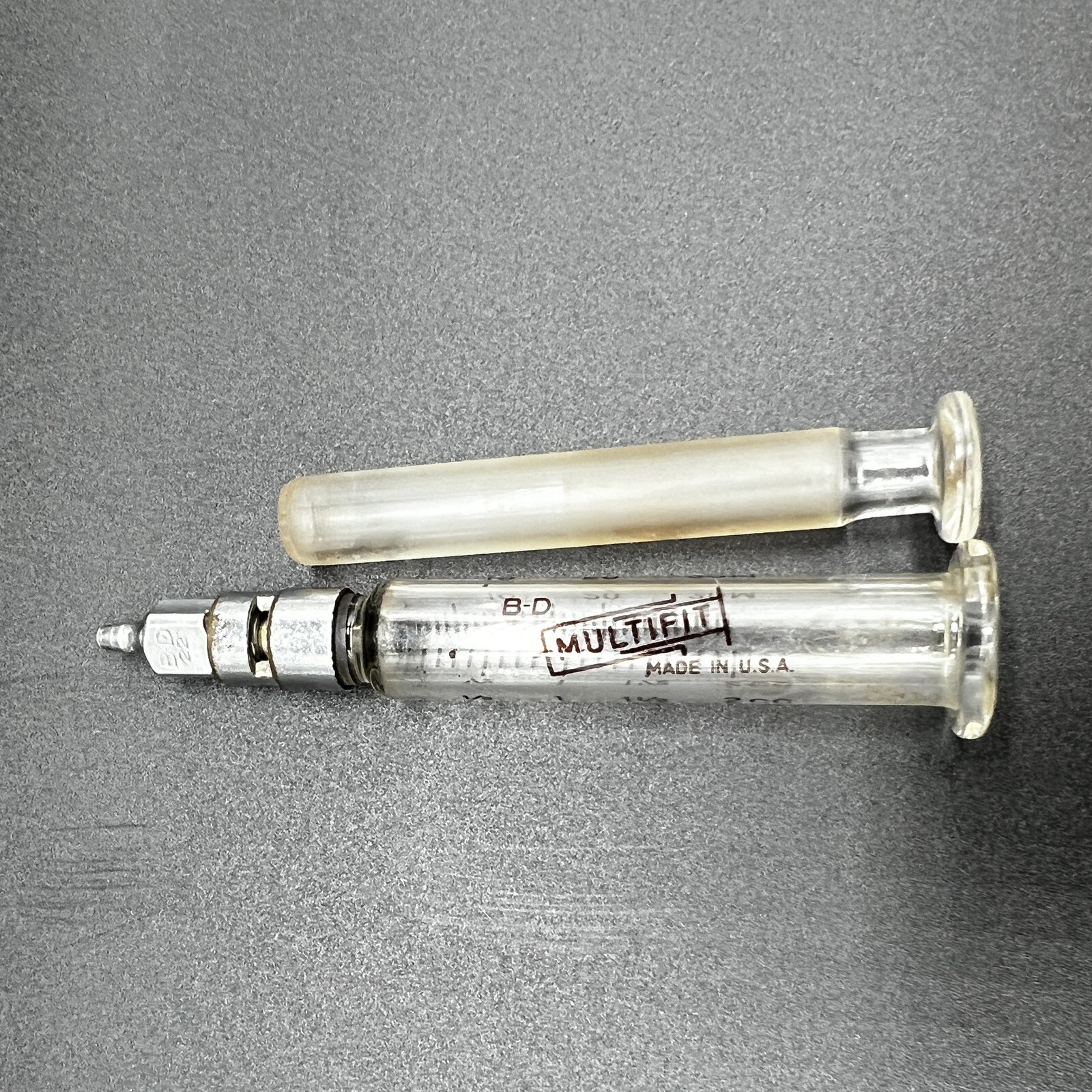 BD Multifit 2cc Reusable Glass Syringe w/Metal Tip USA Vintage