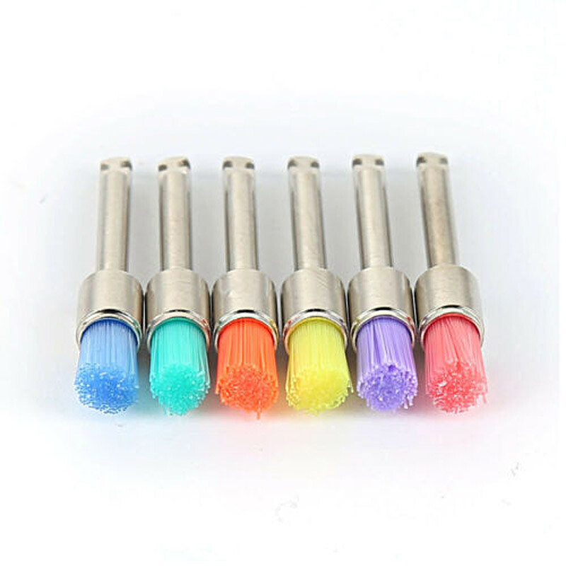 100Pcs Dental Polishing Prophy Brushes Latch Colorful Rubber Nylon Flat Tapered