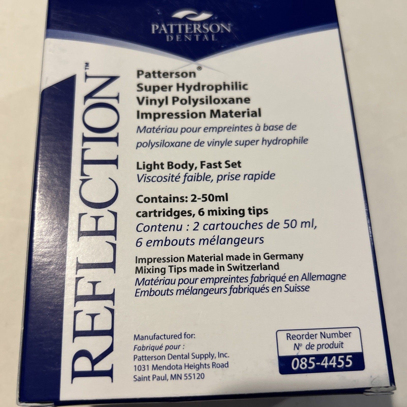 Reflection Patterson Light Body Fast Set Dental Impression Material (2) 085-4455