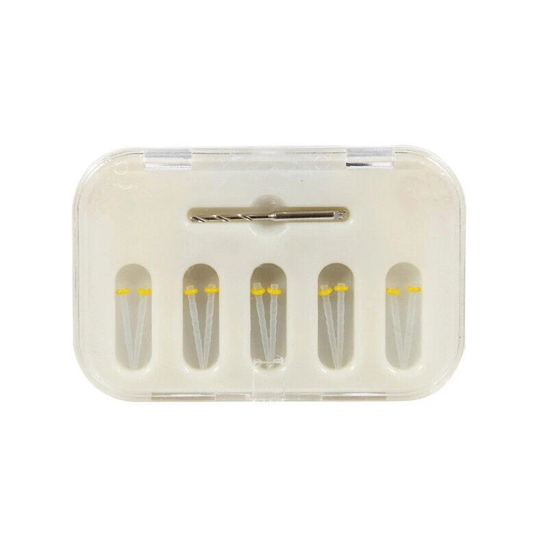 10Pc/Box Dental Fiber Post Resin Screw Thread Quartz Drills Yellow/Red 1.2/1.4mm