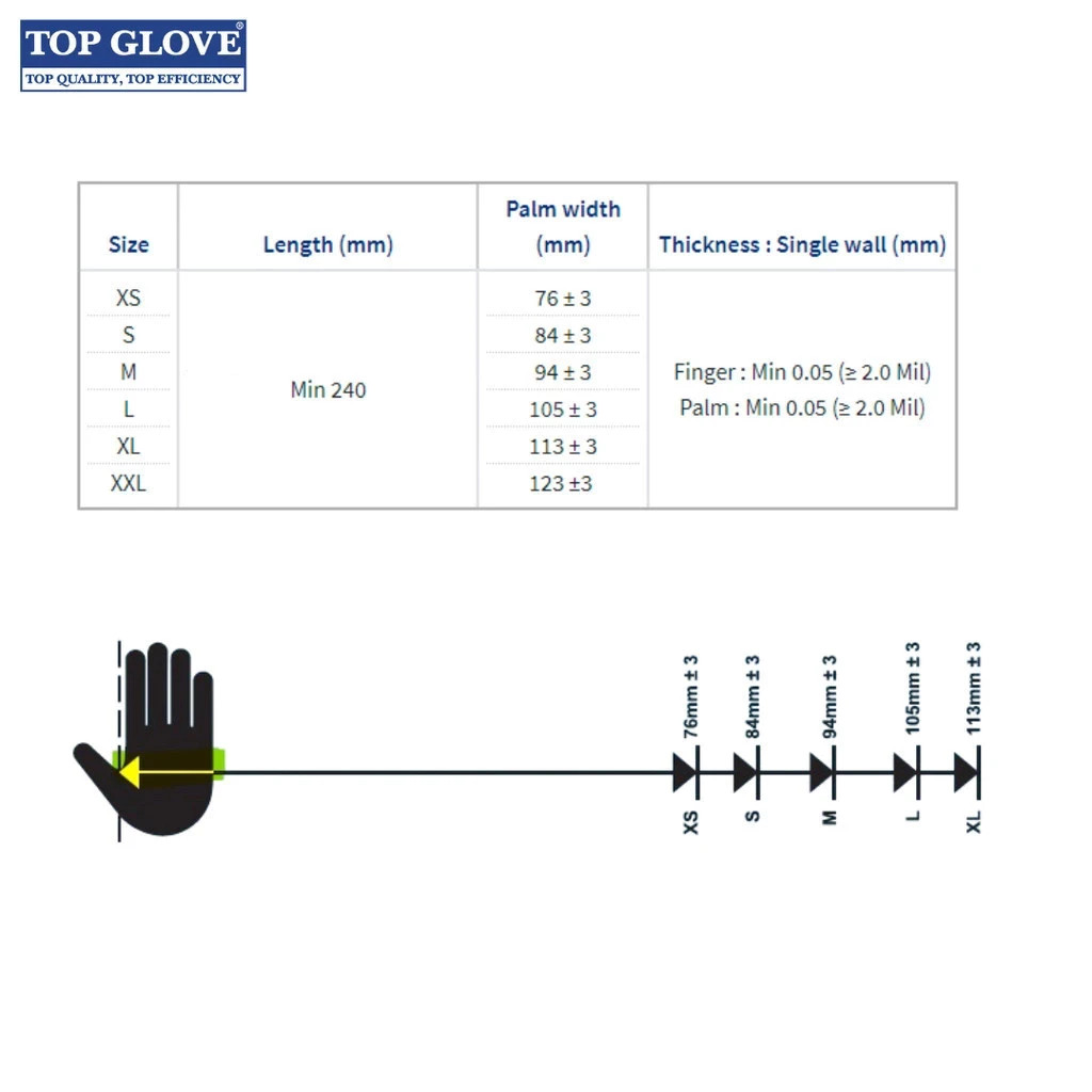 Top Glove Nitrile Disposable Powder Free Glove | Blue 100PCS/BOX XS S M L XL