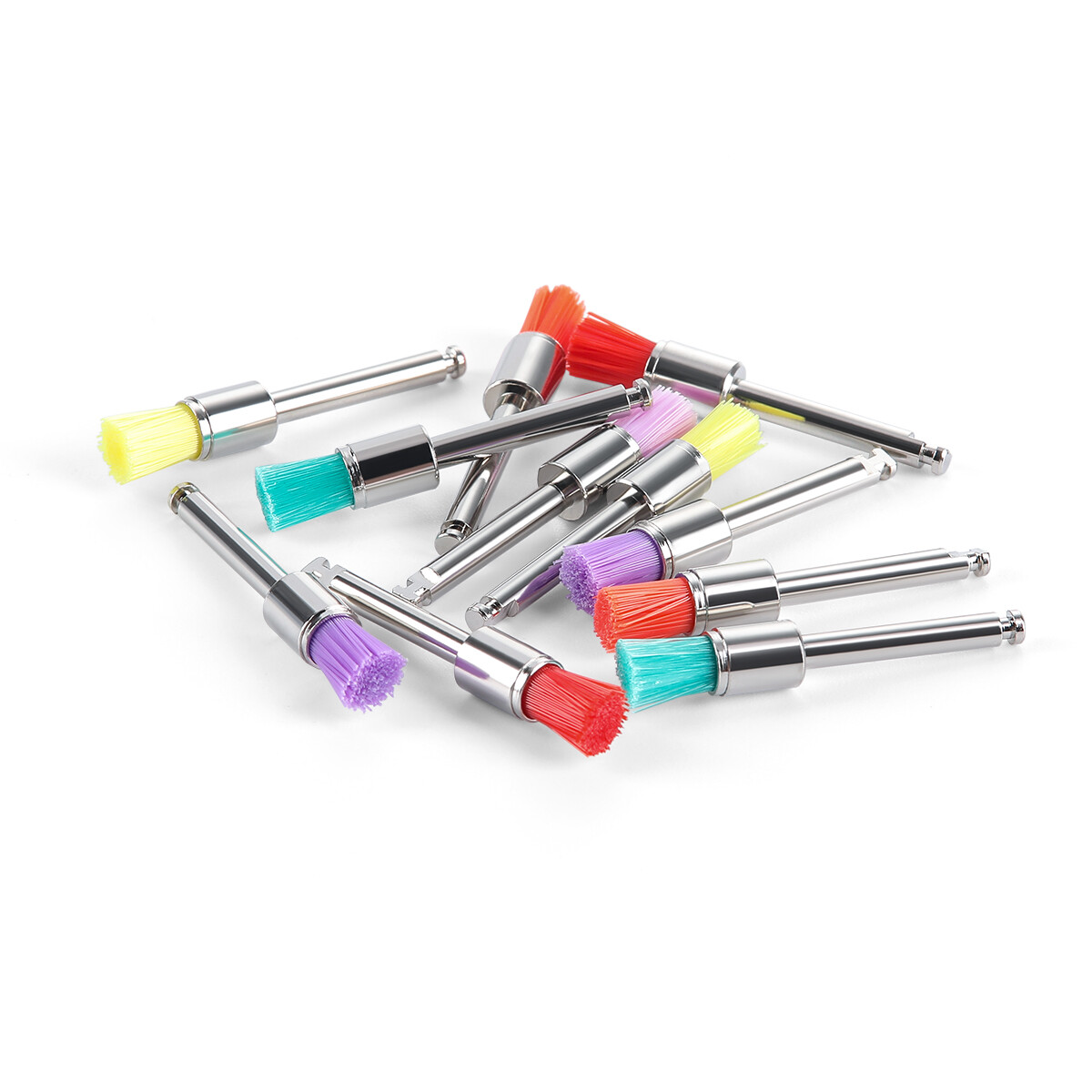 100pcs Dental Nylon Bowl Polishing Polisher Prophy Flat Type Colorful Brushes