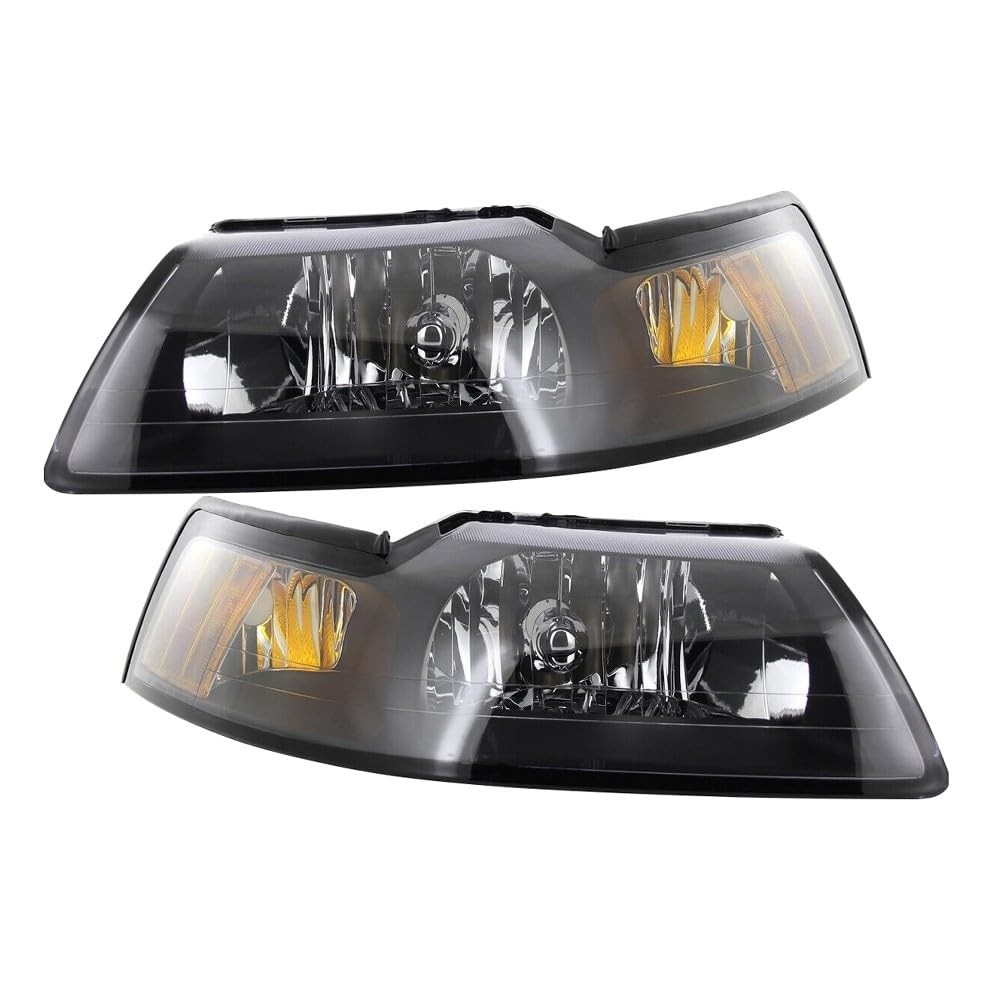 Black Heavy Duty ABS Plastic Headlight Housing Left Right for Ford Mustang 99-04