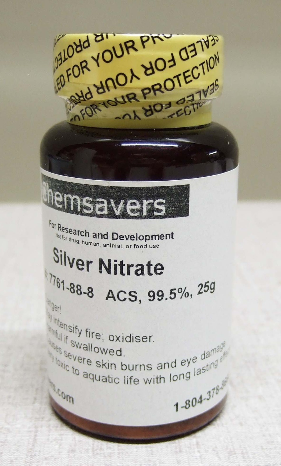 Silver Nitrate, CAS #: 7761-88-8 ACS, 99.5%, 25g