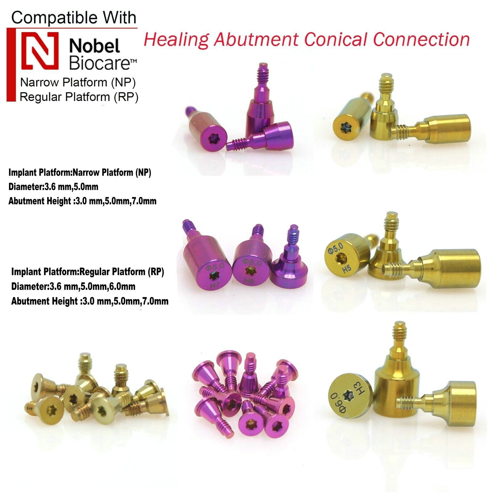 Dental Impression Coping Open Closed Tray Locator Healing Abutment Cap for Nobel