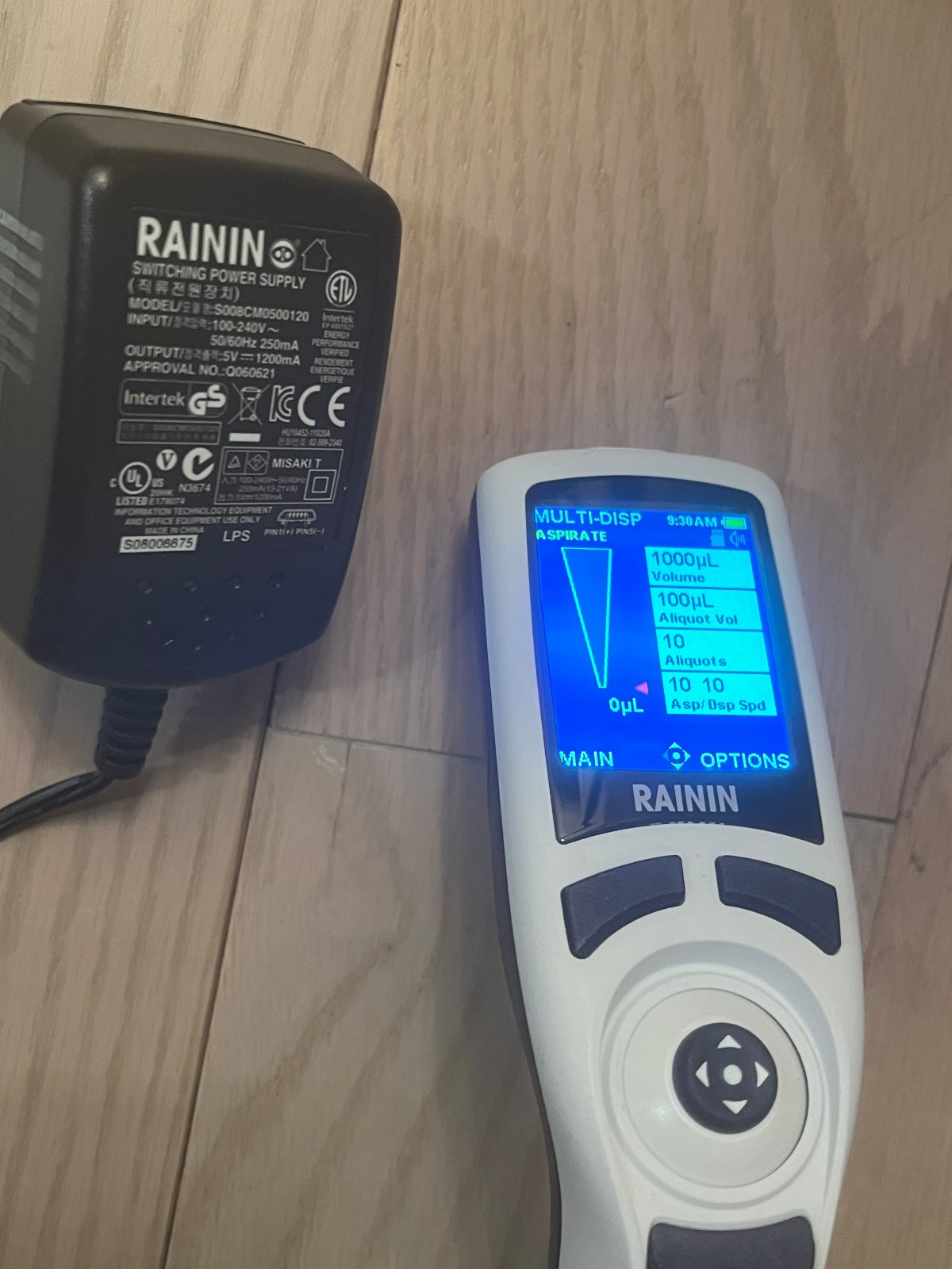 Rainin E4 XLS multichannel pipet electronic 100-1200 digital LTS charger qx