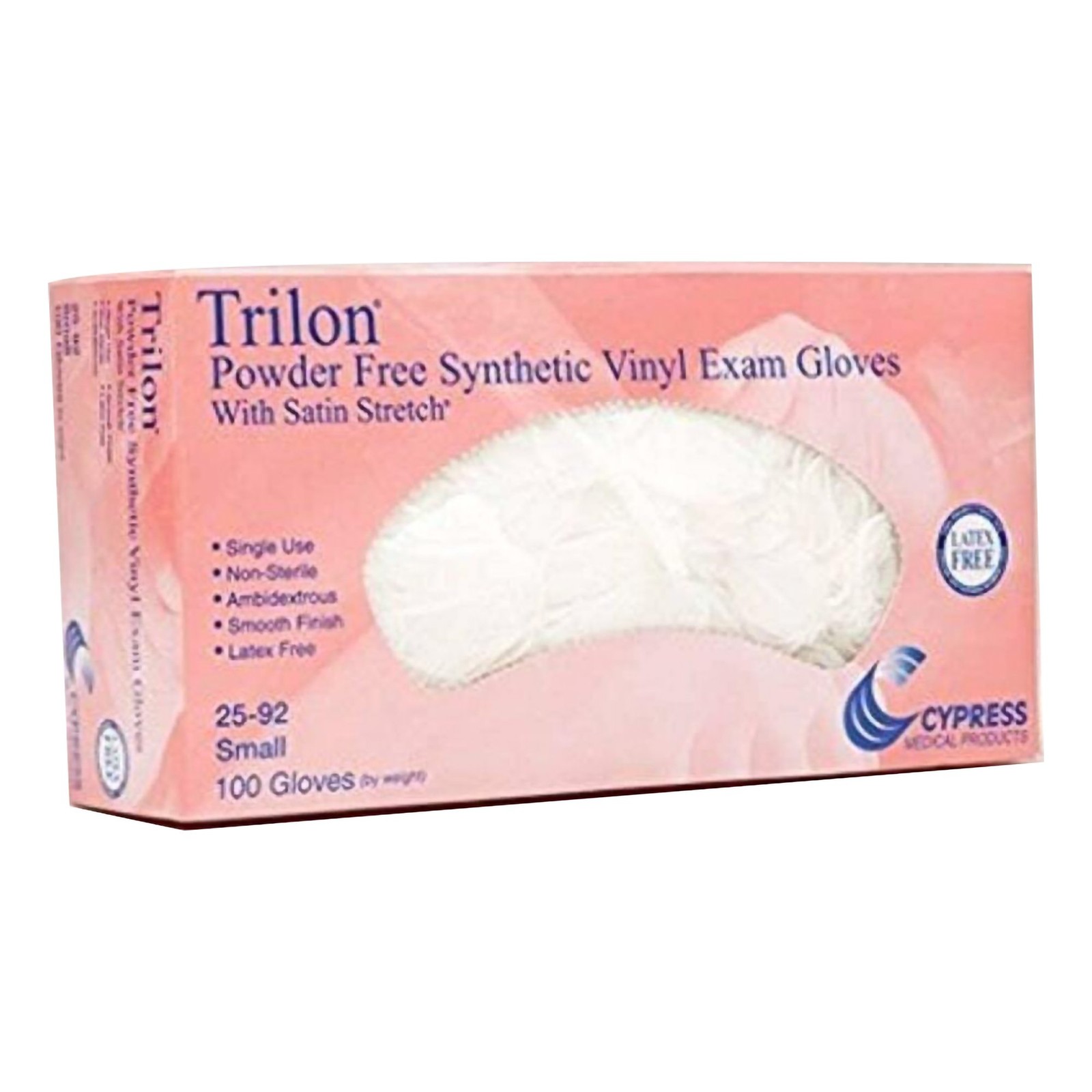 Trilon® Vinyl Exam Glove, Small, Clear-Box of 100