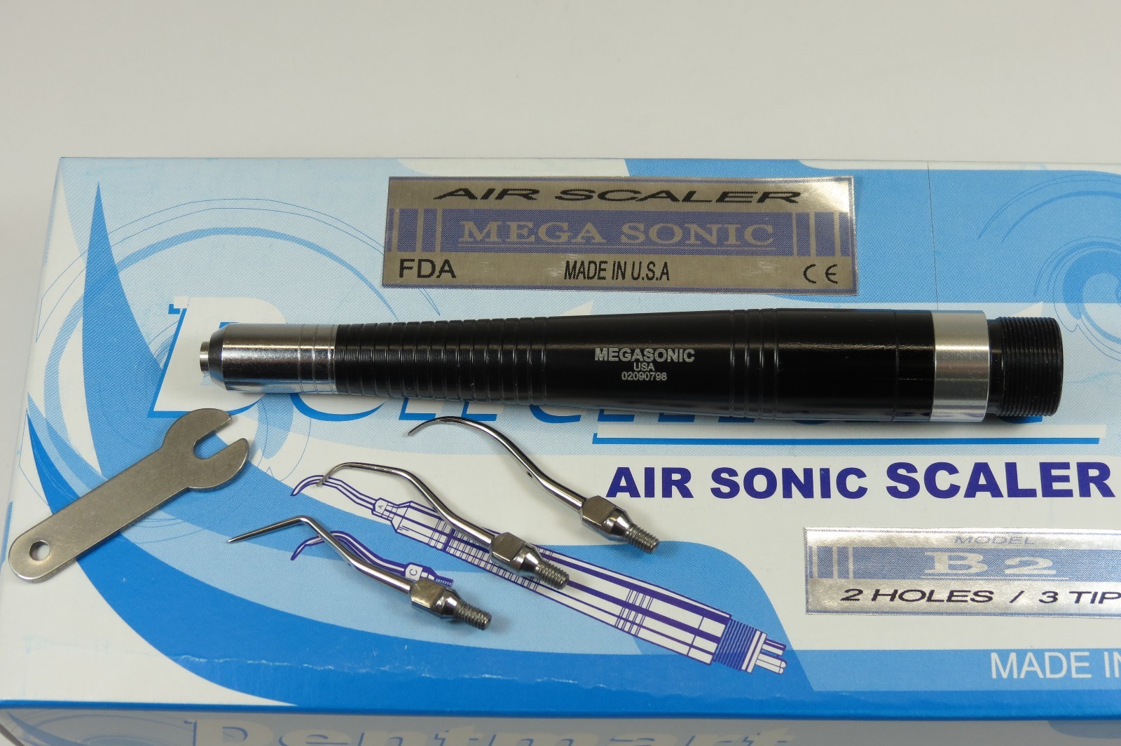 Dental Air Scaler Handpiece 2 Holes B2 + 3 Tips MEGASONIC USA