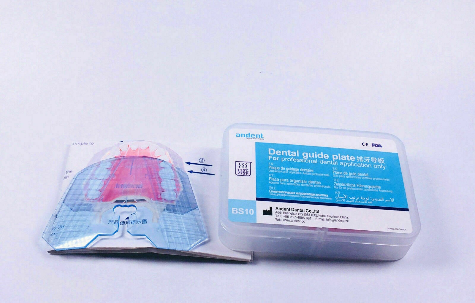 5 Pcs Dental False Teeth Arrangement Guide Template Plate Transparent Blue Color