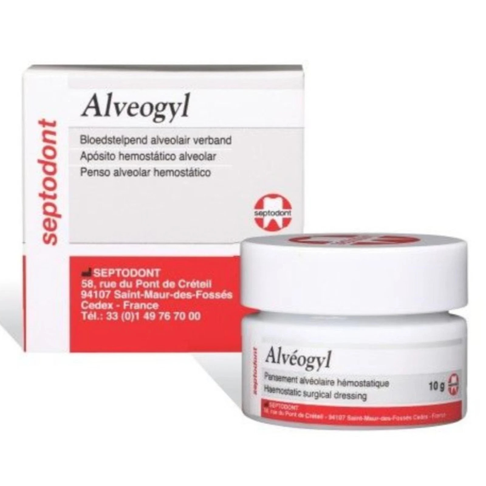 Septodont Alveogyl 10g Jar Dental Alveolar Dressing Antiseptic Analgesic Paste