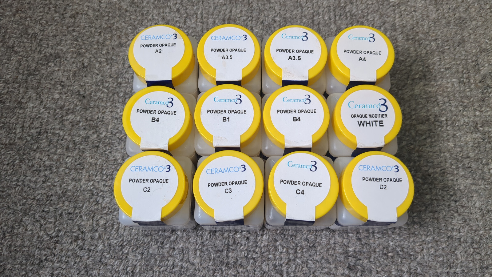 Ceramco 3 Dentsply Porcelain – 1 oz – Yellow Cap – Lot of 12 – Brand New