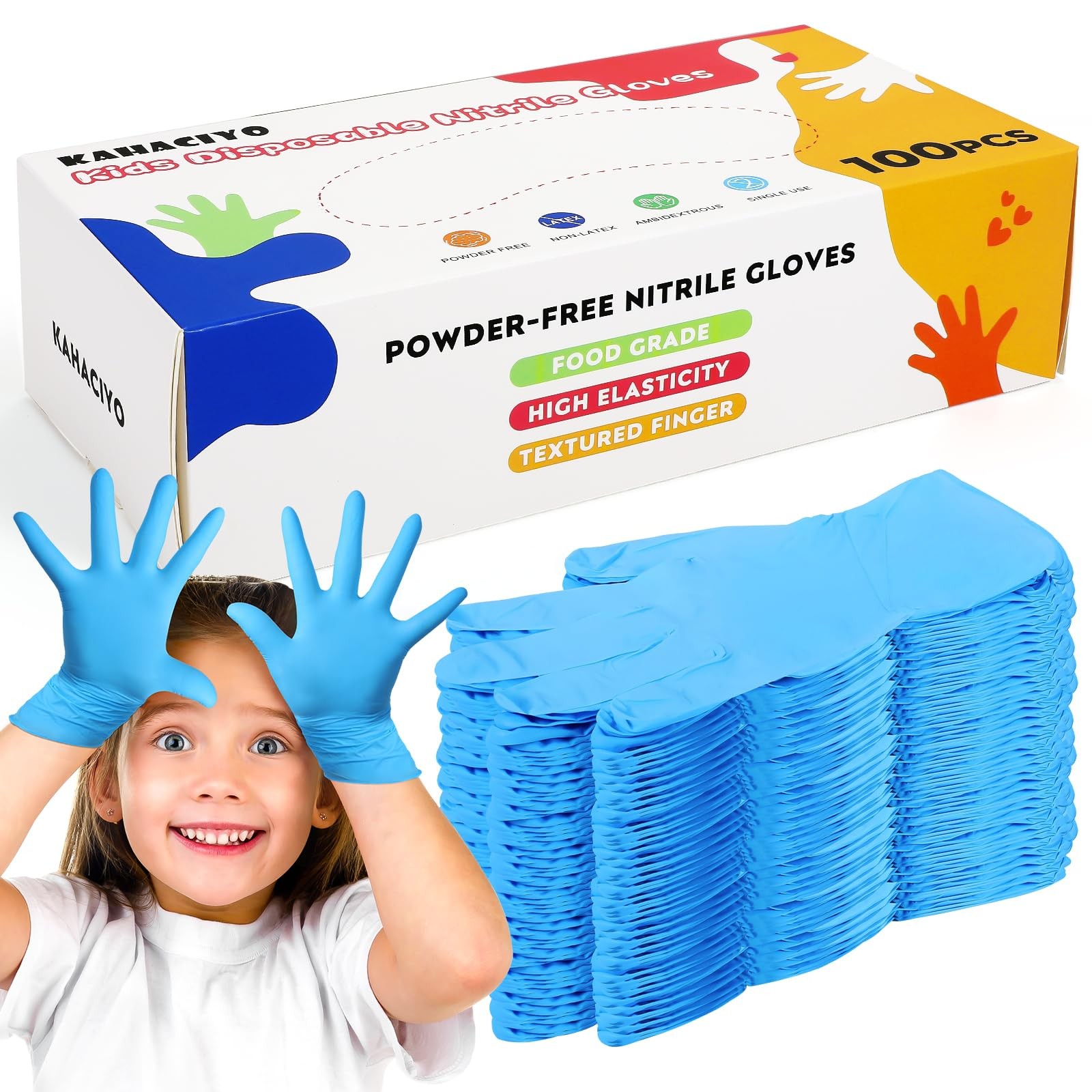 KAHACIYO Kids Disposable Nitrile Gloves for 7-14 Years, Small Size Latex-Free…