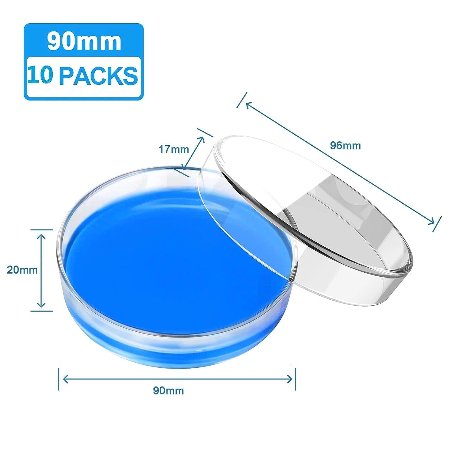 100/90/60mm Glass Petri Dishes with Lids Autoclavable Lab Petri Plates Reusable