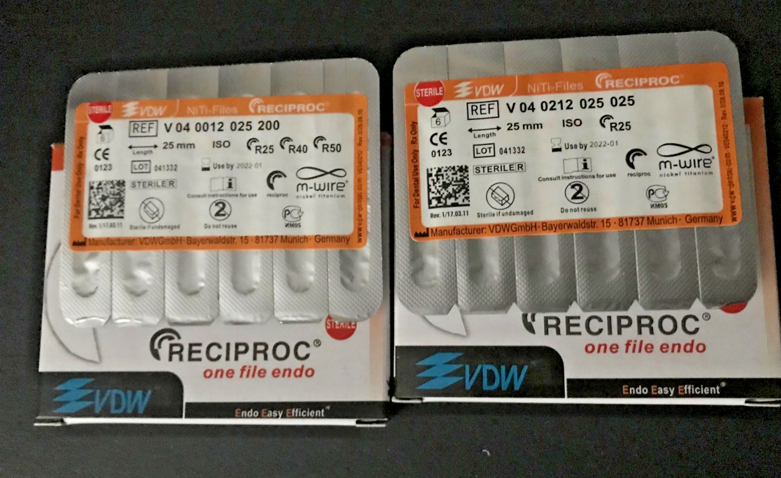 VDW RECIPROC Sterille File Endo M-WIRE 25mm Assorted Lot 6pcs Lot 15 Packs
