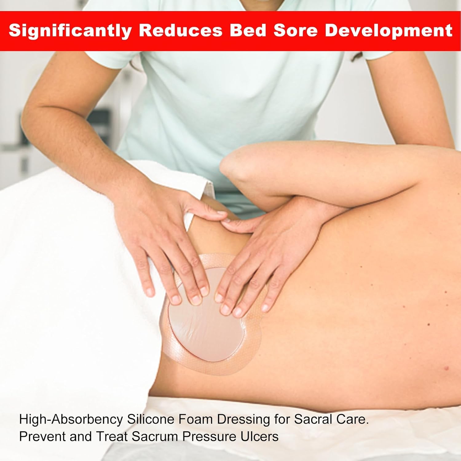 Sacral Foam Dressing Silicone Adhesive Border 7×7 in 10 Pack Wound Care