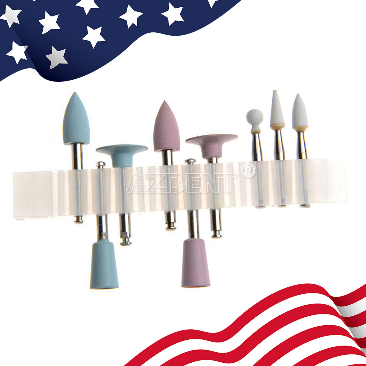 AZDENT Dental Light-Curing Resin Polishing Set Ceramic Silicon Rubber Dia.2.35mm