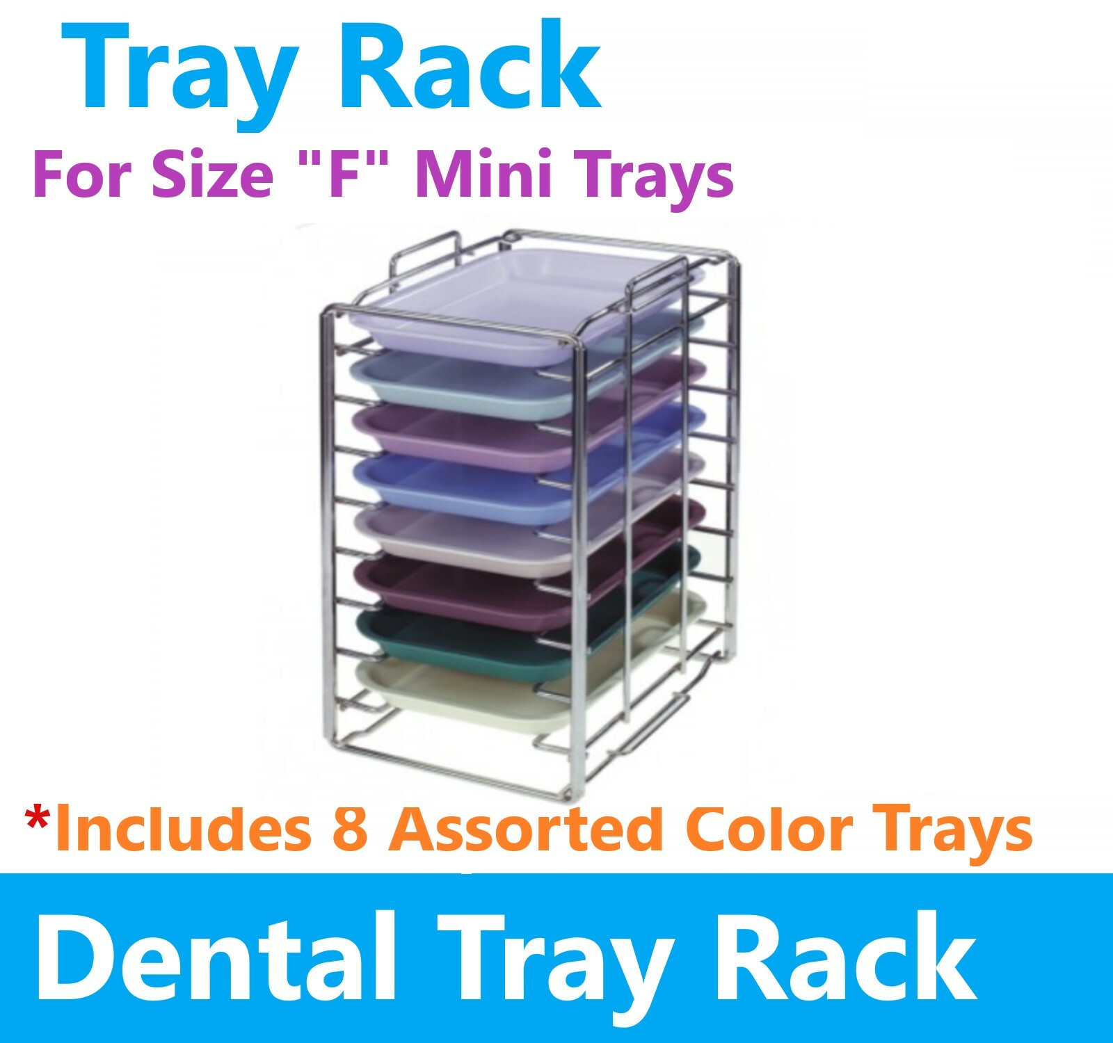 Dental Instrument Set Up F Mini Tray Rack Includes 8 Size «F» Assorted Trays