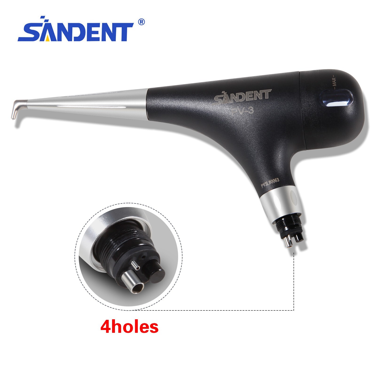 Dental Air Prophy Polisher Teeh Polishing Handpiece Jet Flow Metal Head 4 Hole