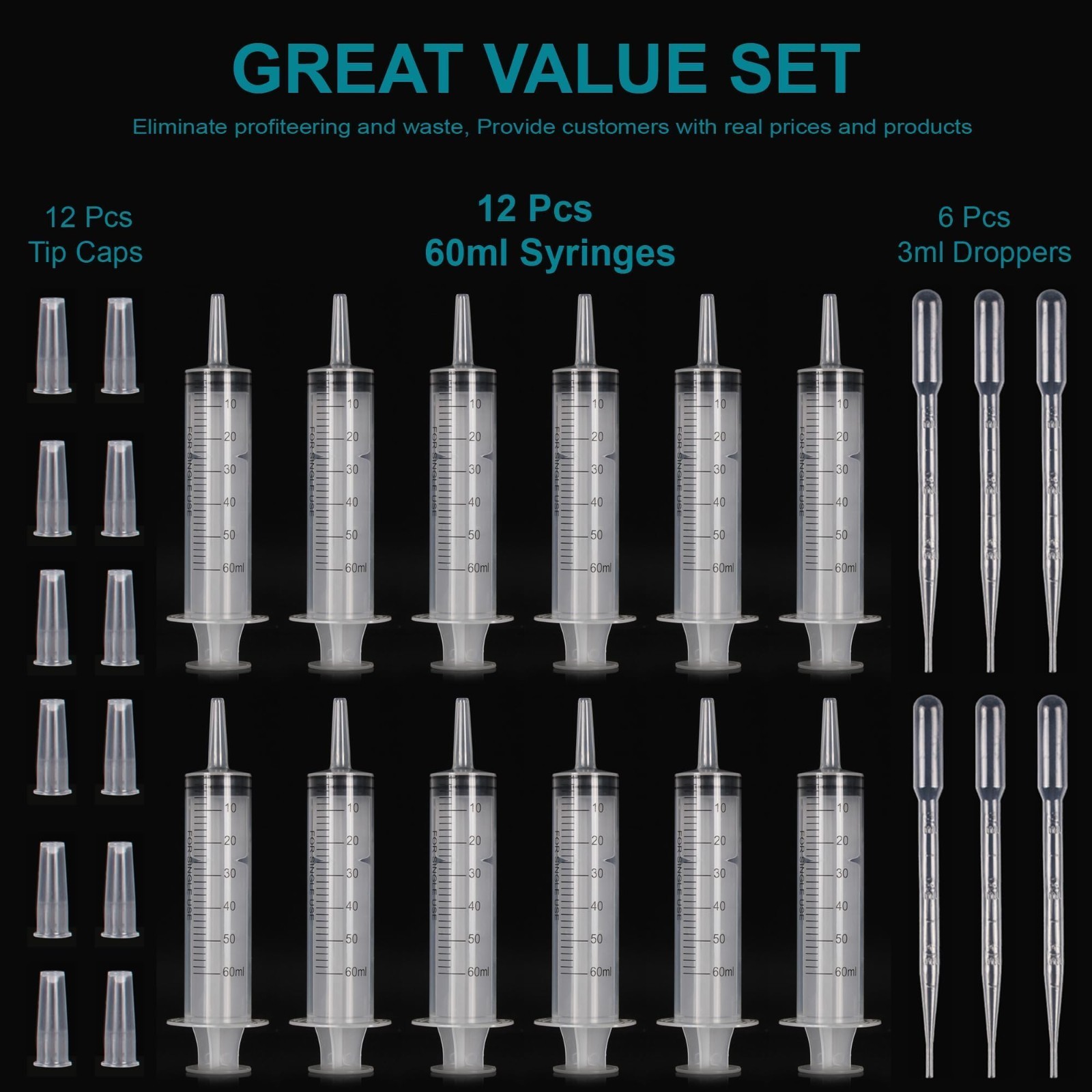 12Pack 60Ml Syringe for Liquid – Large Plastic Syringes without Needle for Jello