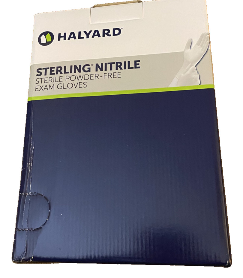 *50-Pairs* Halyard Sterling Nitrile Powder-Free Exam Gloves Sterile Medium 53131