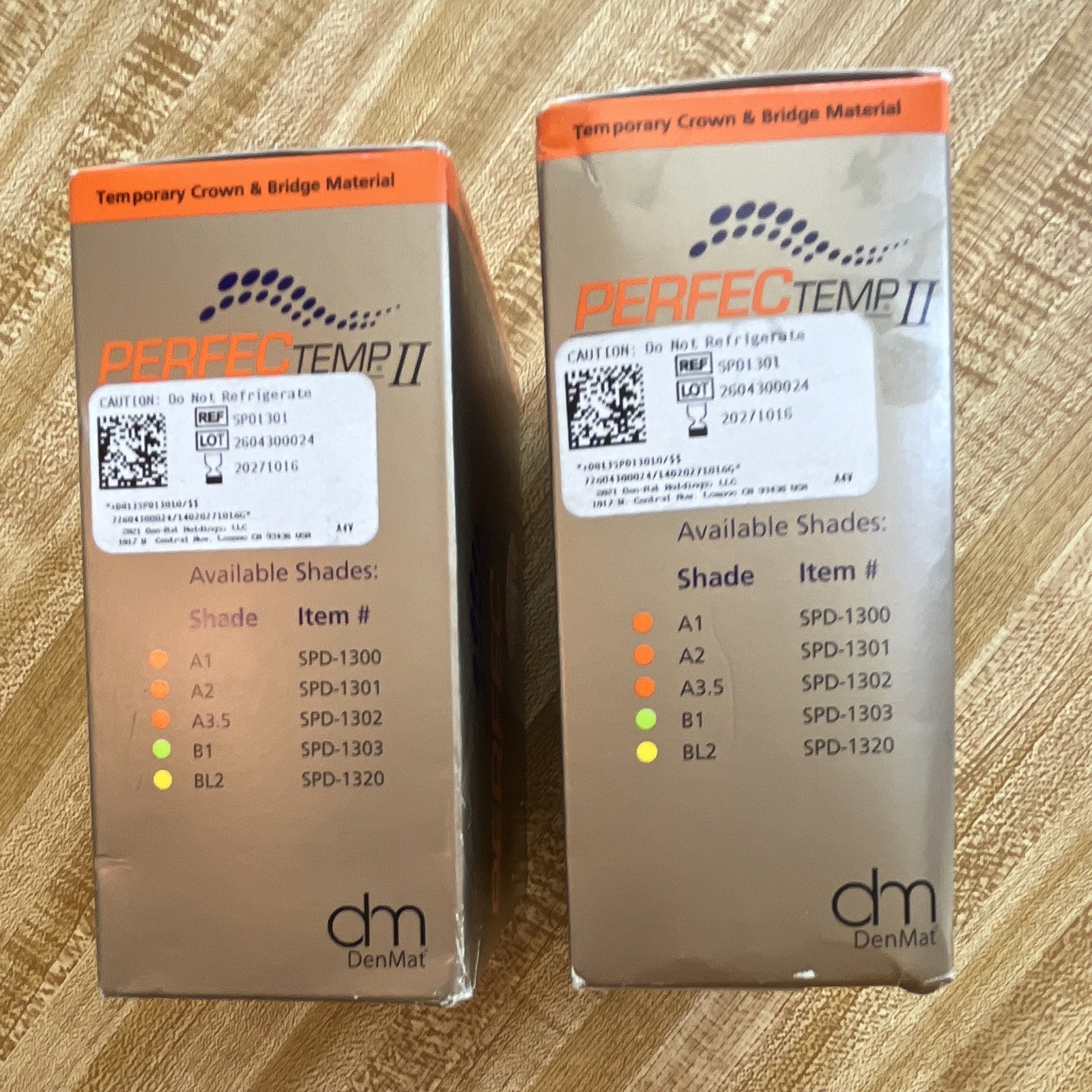 DenMat PERFECTemp II A2 Temporary Crown & Bridge Material Dentistry SPD-1301