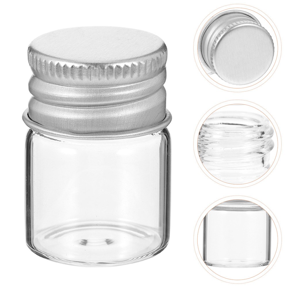 24 Pcs Mini Empty Glass Vials 5ml With Aluminum Caps For Sampling