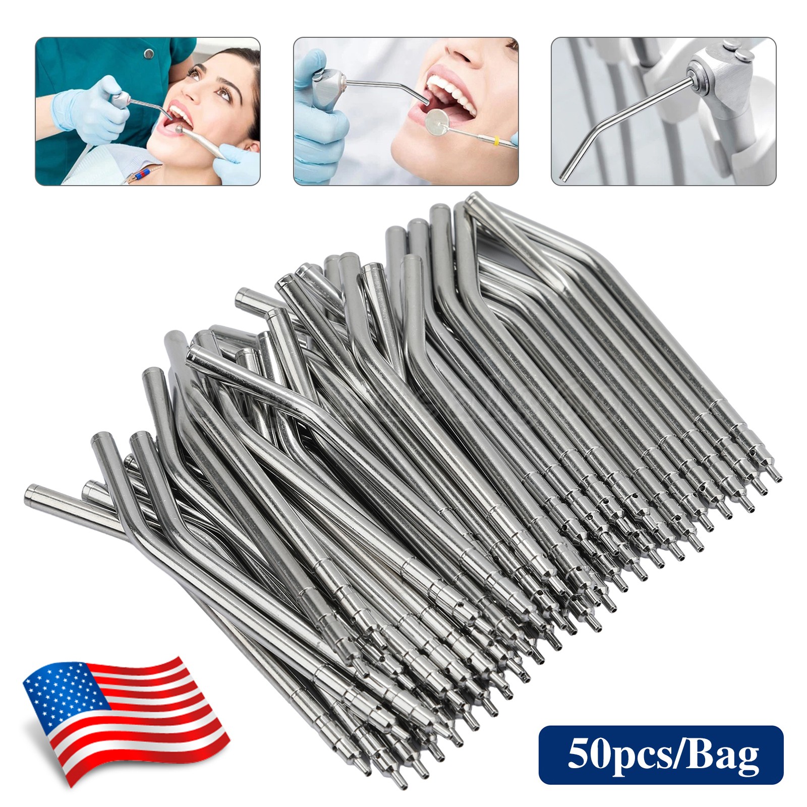 50( Bag) Dental 3-Way Air Water Syringe Disposable Spray Tips Triple Nozzles