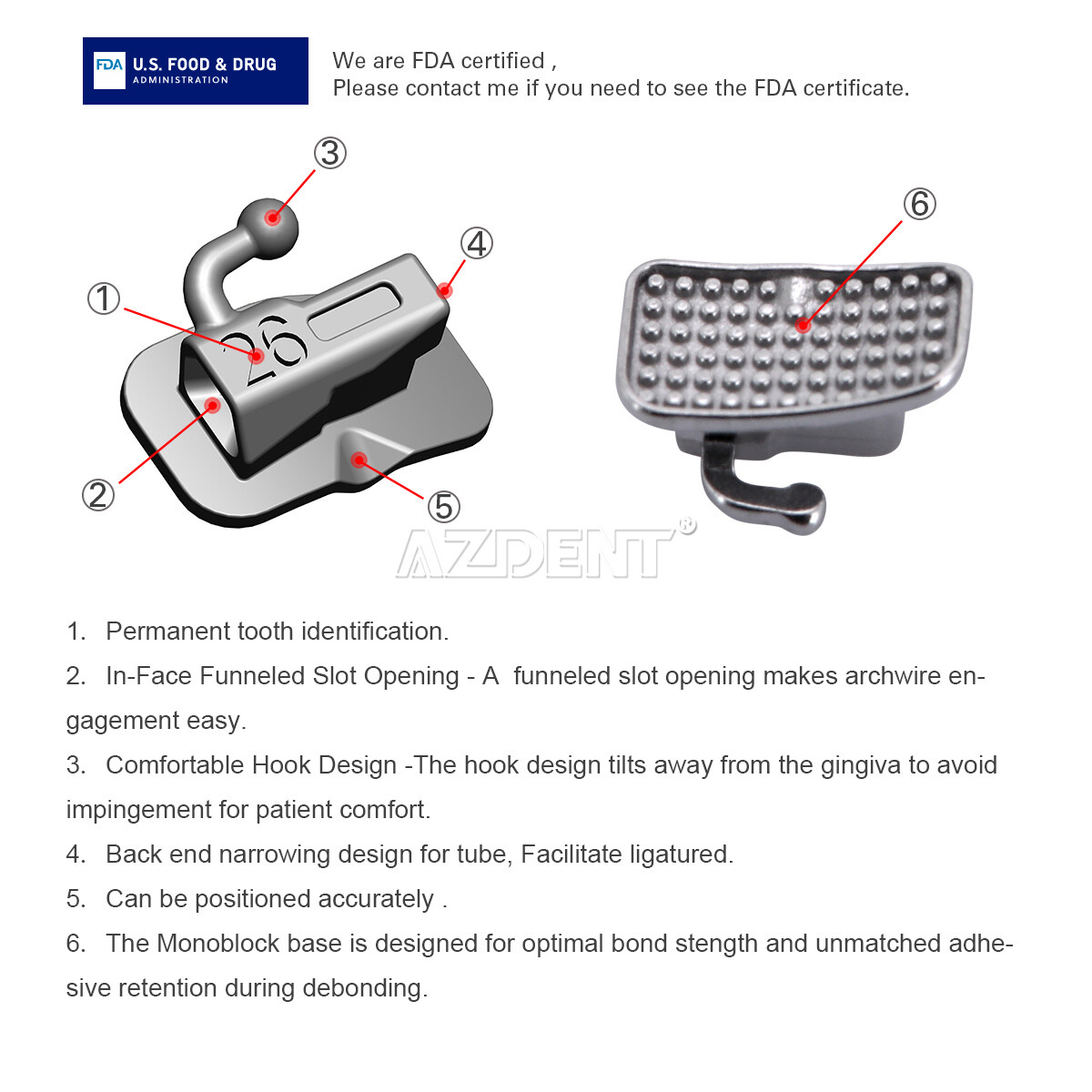 Dental Ortho Passive Self-Ligating Brackets Roth MBT 022 345 Hooks &Buccal Tubes