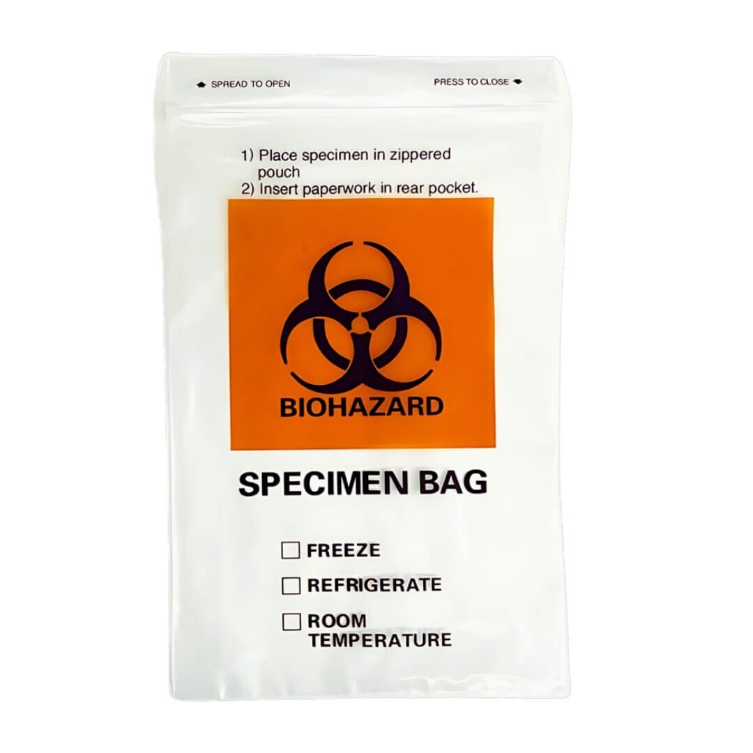 6″ x 9″ 2MIL Biohazard Bag, Specimen Ziplock Dual Pocket bag, 100/PK X 20