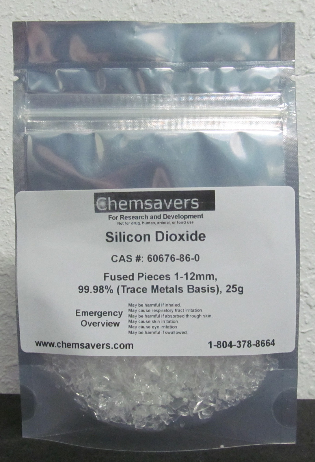 Silicon Dioxide, Fused Pieces 1-12mm, 99.98% (Trace Metals Basis), 25g