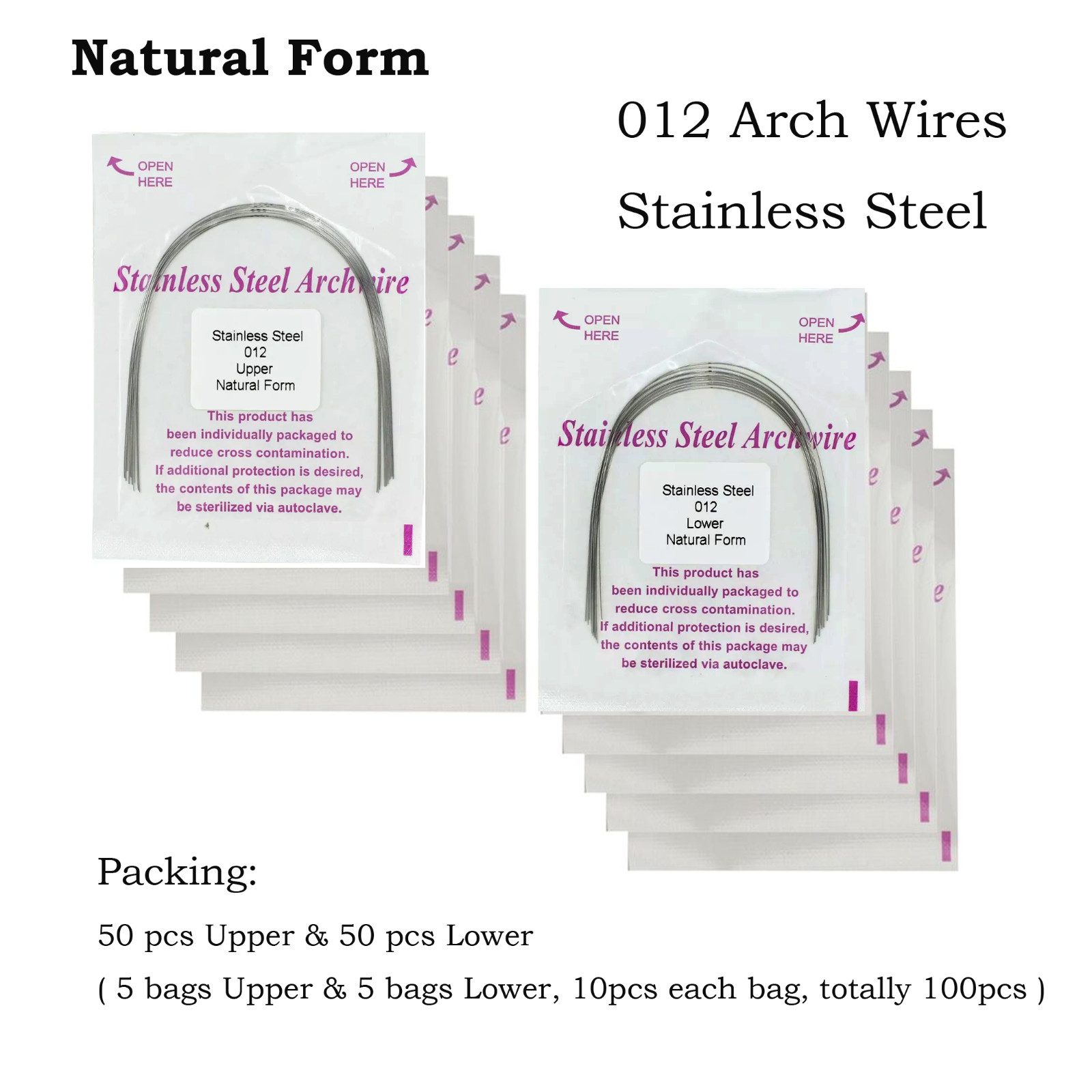 arcos de ortodoncia Orthodontic Arch Wire Stainless Steel Round Natural 100PCS