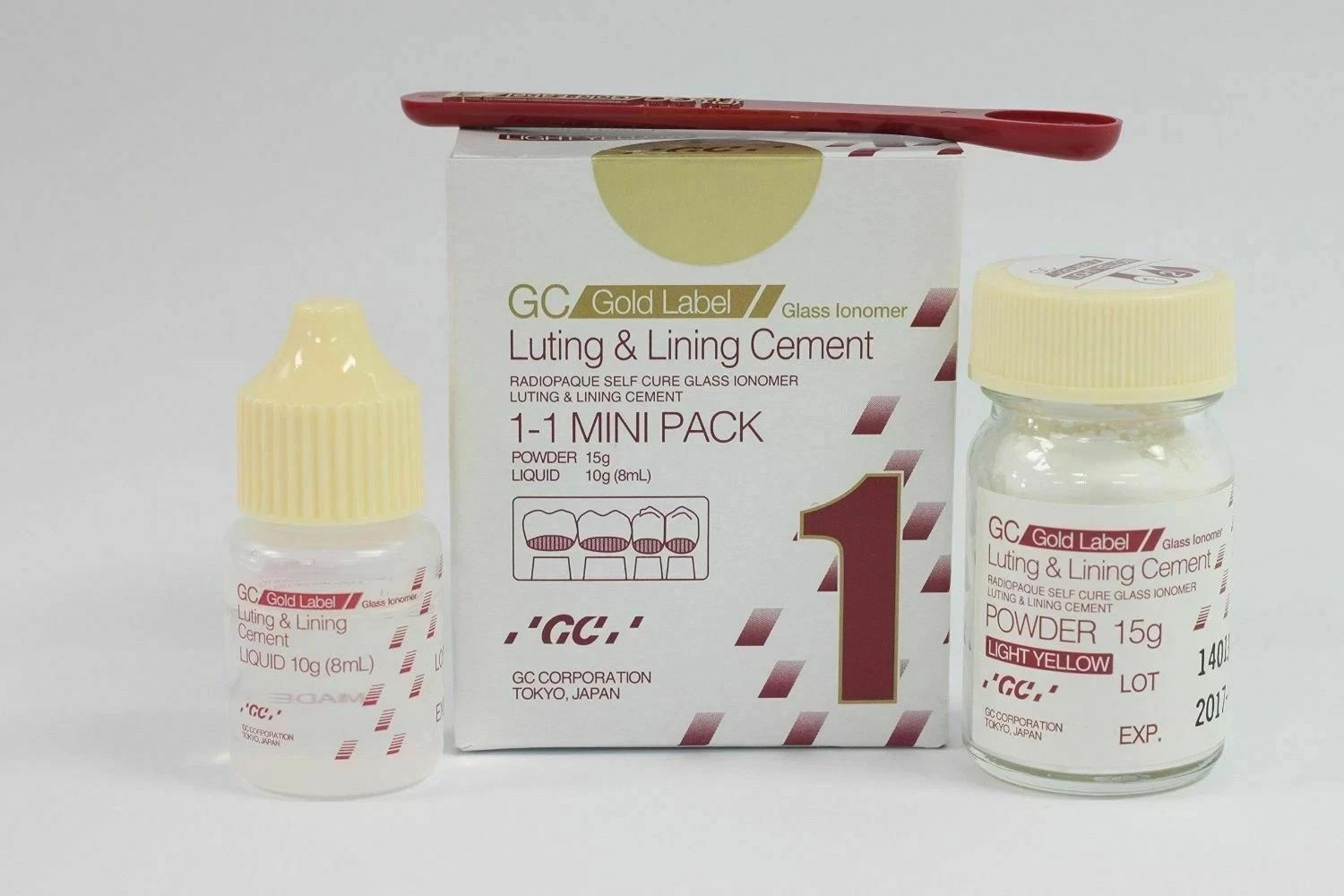 PACK OF 5 GC Gold Label Fuji 1 Radiopaque Luting & Lining Glass Ionomer Cement