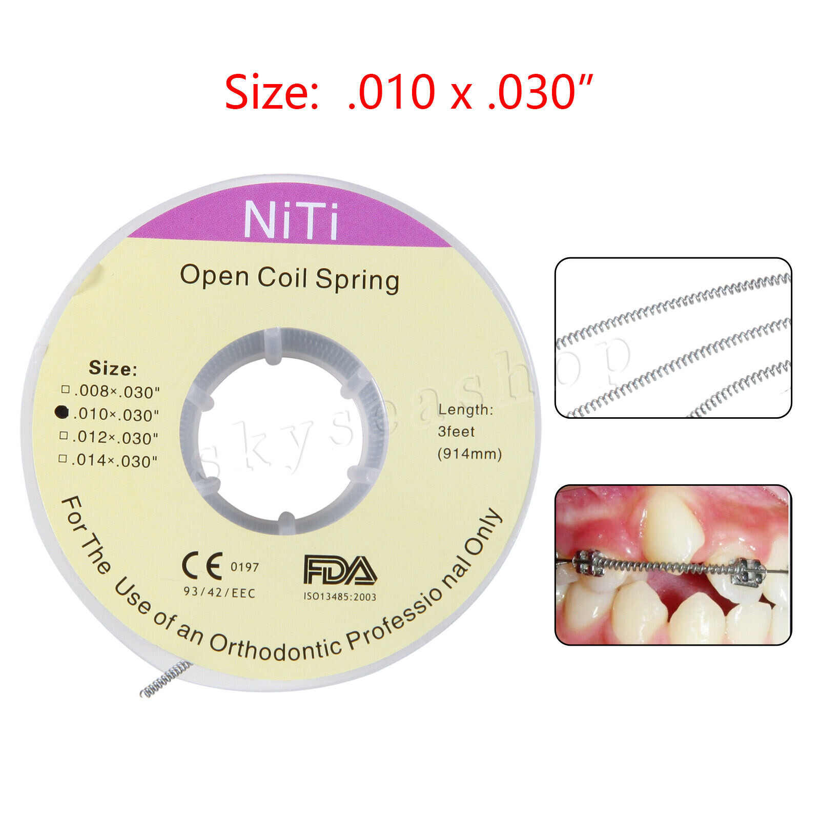 USA Dental Orthodontic Niti Open Coil Spring Spool Dia.010 *030 » inch 914mm Ab