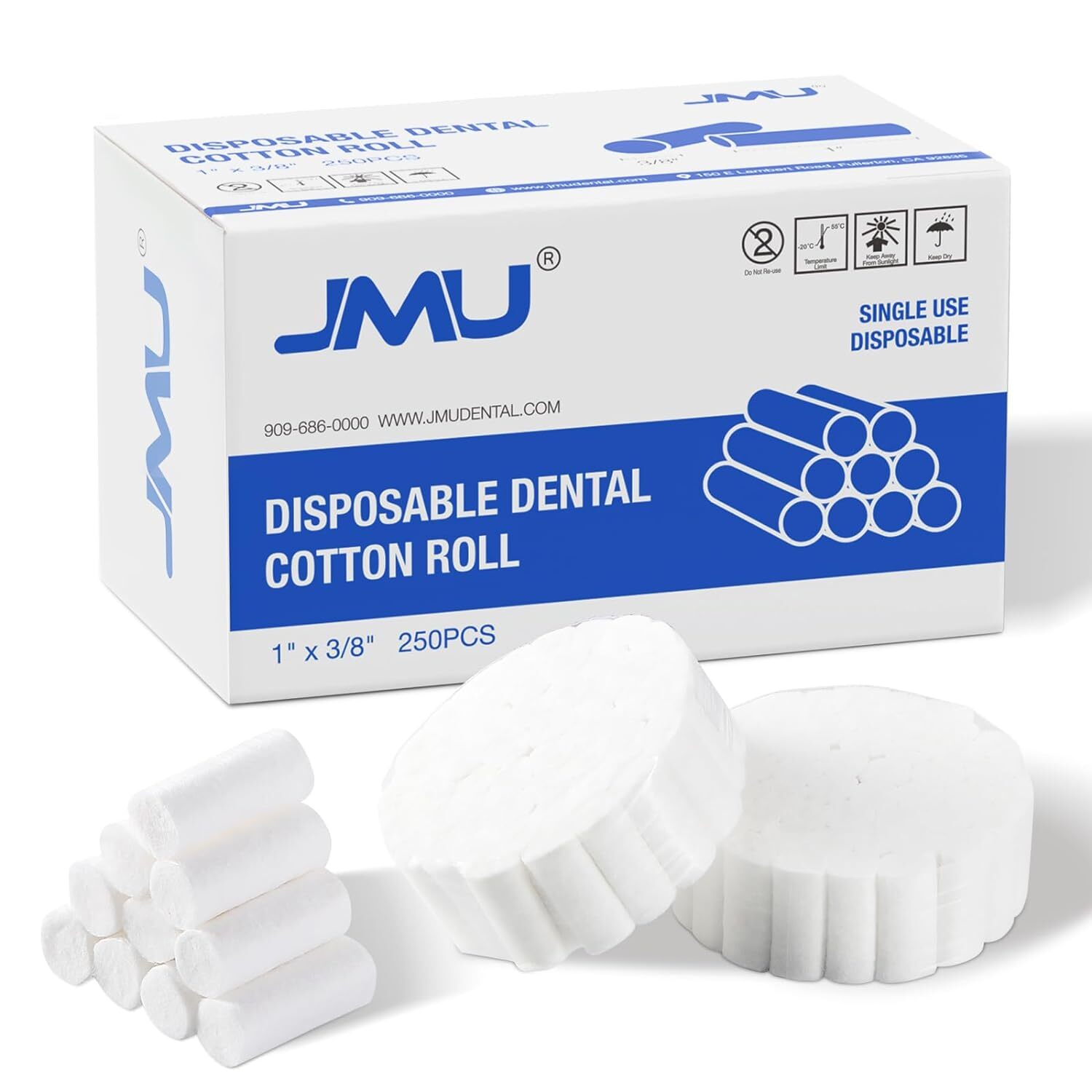 JMU Dental Cotton Rolls Nosebleed Plug Mouth Non-Sterile 1-1/2″ x 3/8″